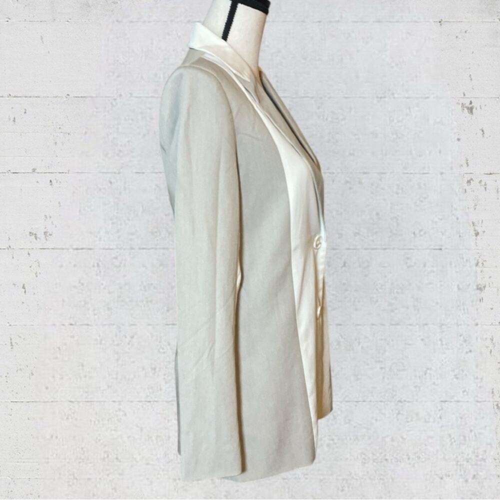 4th & Reckless Panel Color Block Blazer Size Small Two Tone Beige Ecru Career - Picture 6 of 11
